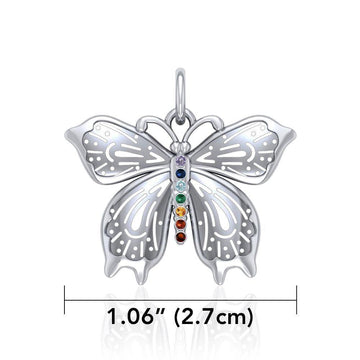 Spiritual Chakra Butterfly Silver Pendant TPD5054 - Jewelry